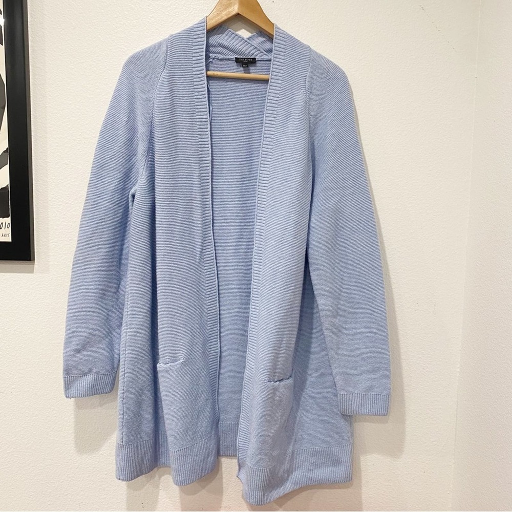 Talbots Cotton Wool Blue Open Front Cardigan Sweater sz XLP